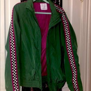 Urban outfitters green checker sleeve jacket